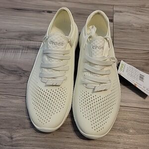 Crocs Womens Sneakers LiteRide 360 Pacer Lace Up Comfort Ivory Shoes W10 NEW